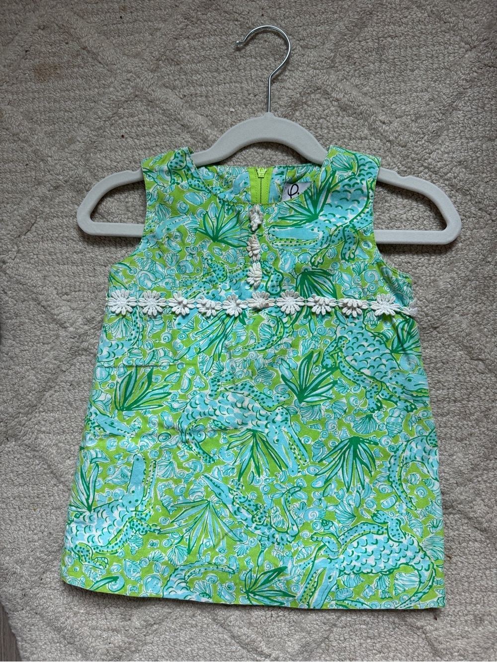 Lilly Pulitzer Sleeveless Green & Aqua Floral Shift Dress
